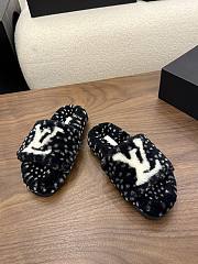 Okify Louis Vuitton Black Fur Women Slippers  - 3