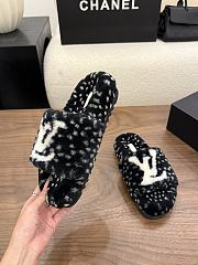 Okify Louis Vuitton Black Fur Women Slippers  - 2