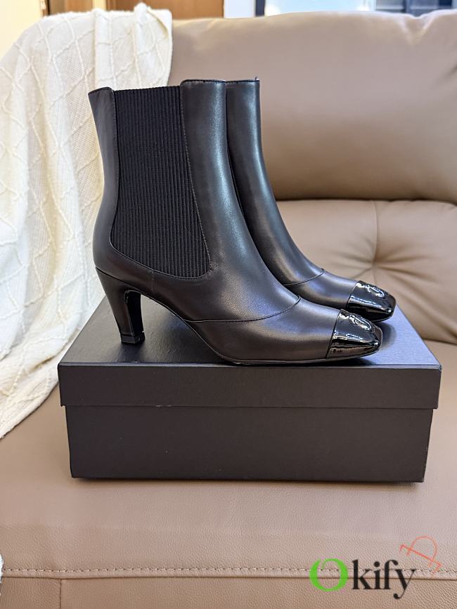 Okify CC Women Black High-Heeled Chelsea Boots 6cm - 1