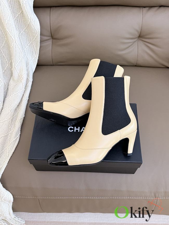 Okify CC Women Beige High-Heeled Chelsea Boots 6cm - 1