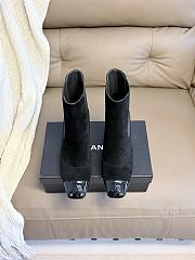 Okify CC Women Black Suede High-Heeled Chelsea Boots 6cm - 6