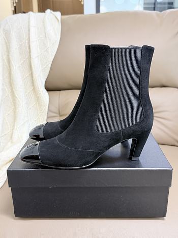 Okify CC Women Black Suede High-Heeled Chelsea Boots 6cm