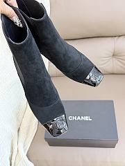 Okify CC Women Black Suede High-Heeled Chelsea Boots 6cm - 2
