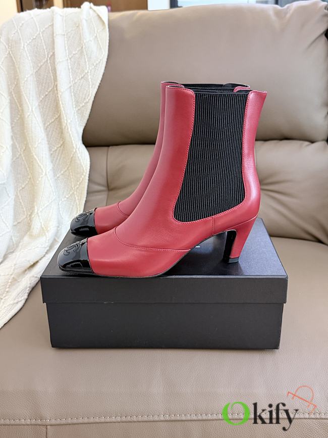 Okify CC Women Red High-Heeled Chelsea Boots 6cm - 1