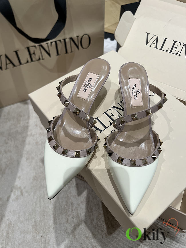 Okify Valentino White High Heels 5cm - 1