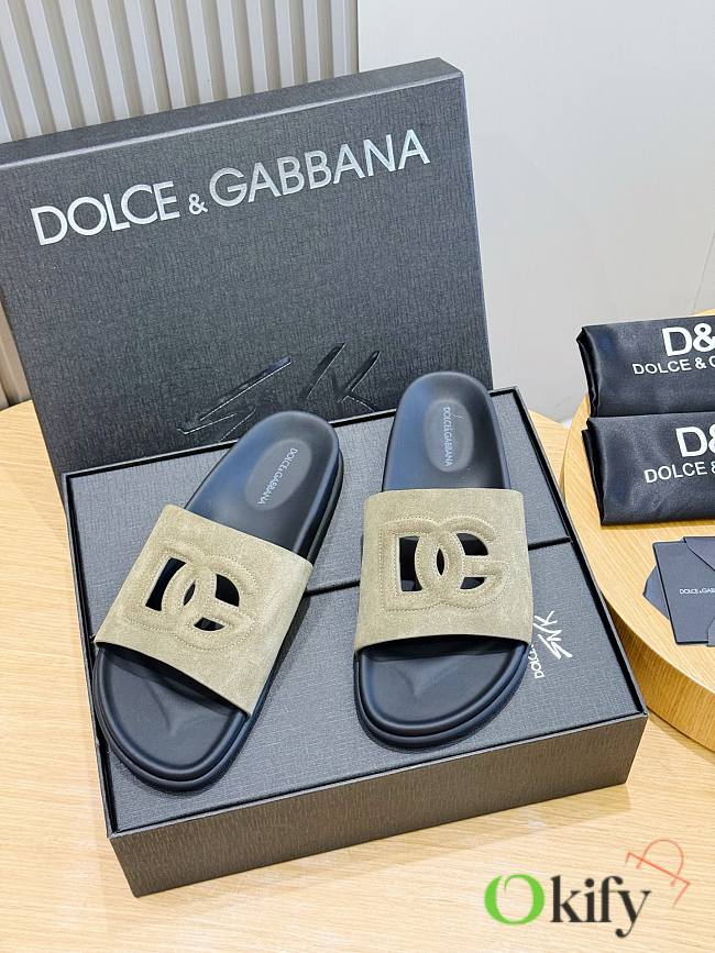 Okify Dolce & Gabbana Kaki Men Slides  - 1