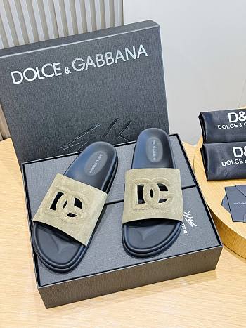 Okify Dolce & Gabbana Kaki Men Slides 