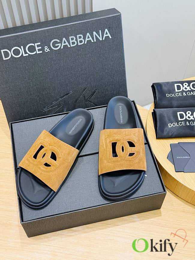 Okify Dolce & Gabbana Brown Men Slides  - 1