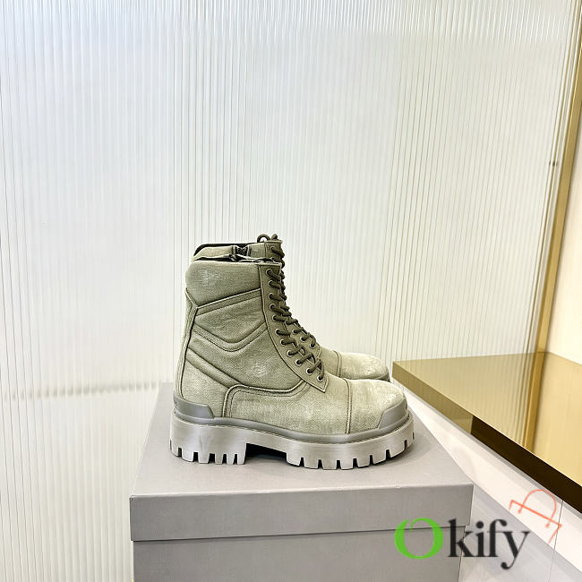 Okify Balenciaga Dusty Green Men Boots - 1