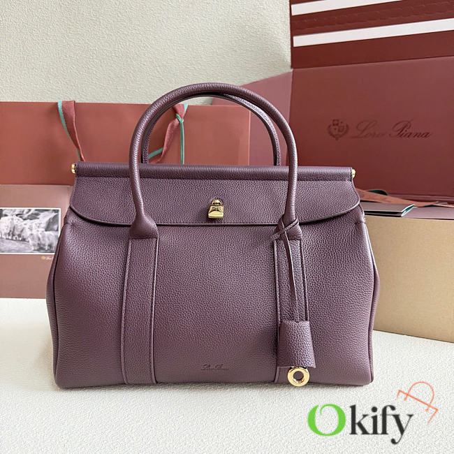 Okify Loro Piana Loom Bag Red Burgundy 33x23x18cm - 1