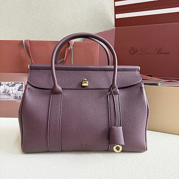 Okify Loro Piana Loom Bag Red Burgundy 33x23x18cm