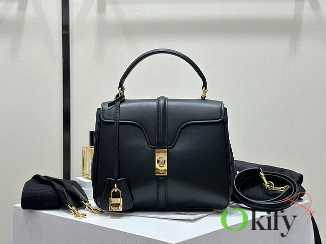 Okify Celine Mini 16 Bag Black Satinated Calfskin 23x18x10cm - 1