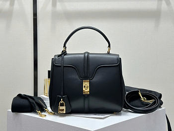 Okify Celine Mini 16 Bag Black Satinated Calfskin 23x18x10cm