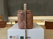 Okify CC Vanity Top Handle With Pearl Bag Brown Caviar 17cm - 4