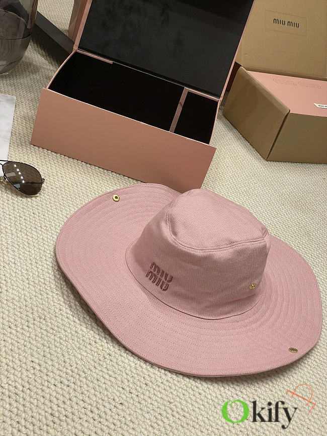 Okify MiuMiu Pink Wide Brim Hat  - 1