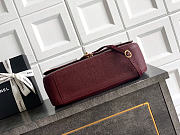Okify CC 2026 Maxi Flap Bag Red Burgundy Grained Calfskin Gold Hardware 32x19.5x10cm - 4