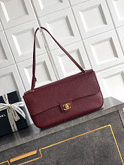 Okify CC 2026 Maxi Flap Bag Red Burgundy Grained Calfskin Gold Hardware 32x19.5x10cm - 1