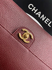 Okify CC 2026 Maxi Flap Bag Red Burgundy Grained Calfskin Gold Hardware 32x19.5x10cm - 3