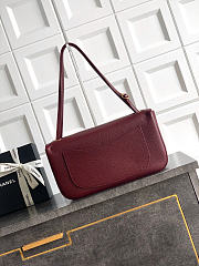 Okify CC 2026 Maxi Flap Bag Red Burgundy Grained Calfskin Gold Hardware 32x19.5x10cm - 2