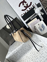 Okify CC Shopping Bag Black Calfskin And Beige Suede 31x15x12cm - 6