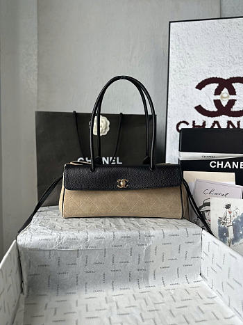 Okify CC Shopping Bag Black Calfskin And Beige Suede 31x15x12cm