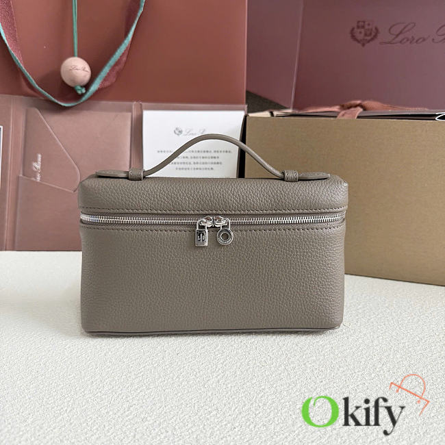 Okify Loro Piana Extra Pocket L19 Bag Gray Silver Hardware 19x12x7cm - 1