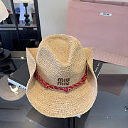 Okify MiuMiu Raffia Wide Brim Hat - 5