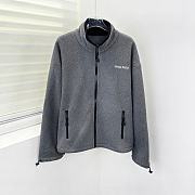Okify MiuMiu Gray Fleece Stand Collar Jacket SML  - 1
