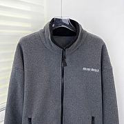 Okify MiuMiu Gray Fleece Stand Collar Jacket SML  - 6