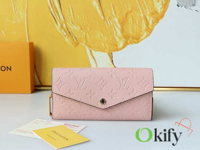 Okify Louis Vuitton Light Pink Long Wallet 19x10cm - 1