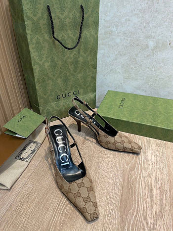 Okify Gucci Brown Slingback 7.5cm (has big size)