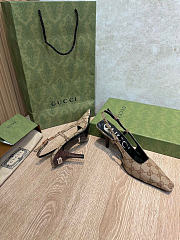 Okify Gucci Brown Slingback 7.5cm (has big size) - 5