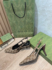 Okify Gucci Brown Slingback 7.5cm (has big size) - 3