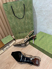 Okify Gucci Brown Slingback 7.5cm (has big size) - 2