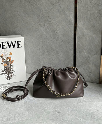 Okify Loewe Medium Flamenco Purse In Dark Brown Nappa Lambskin 30x10.5x20cm