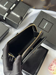 Okify YSL Black Grained Calfskin Small Wallet Gold Hardware 12x10x3cm - 6