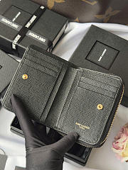 Okify YSL Black Grained Calfskin Small Wallet Gold Hardware 12x10x3cm - 4