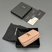 Okify YSL Pink Grained Calfskin Small Wallet 12x10x3cm - 5