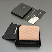 Okify YSL Pink Grained Calfskin Small Wallet 12x10x3cm - 2