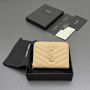Okify YSL Beige Grained Calfskin Small Wallet 12x10x3cm - 1