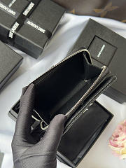 Okify YSL Black Grained Calfskin Small Wallet Silver Hardware 12x10x3cm - 5