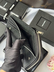 Okify YSL Black Grained Calfskin Small Wallet Silver Hardware 12x10x3cm - 4