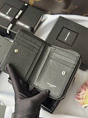 Okify YSL Black Grained Calfskin Small Wallet Silver Hardware 12x10x3cm - 2