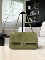 Okify CC Maxi Flap Bag Green Suede AS6627 32x19.5x10cm - 1