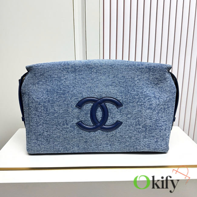 Okify CC Large Denim Blue Pouch 39.5x25.5x8.5cm - 1