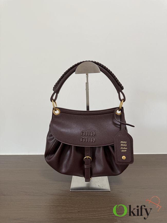Okify MiuMiu Rendez-vous Small Bag Dark Brown 5BC221 26x19x8cm  - 1