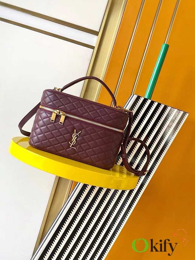 Okify YSL Gaby Vanity Bag Red Burgundy 22.5x15x8cm - 1