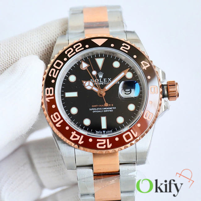 Okify Rolex GMT-Master II Rose Gold And Silver Watch 30040 - 1