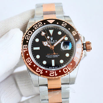 Okify Rolex GMT-Master II Rose Gold And Silver Watch 30040