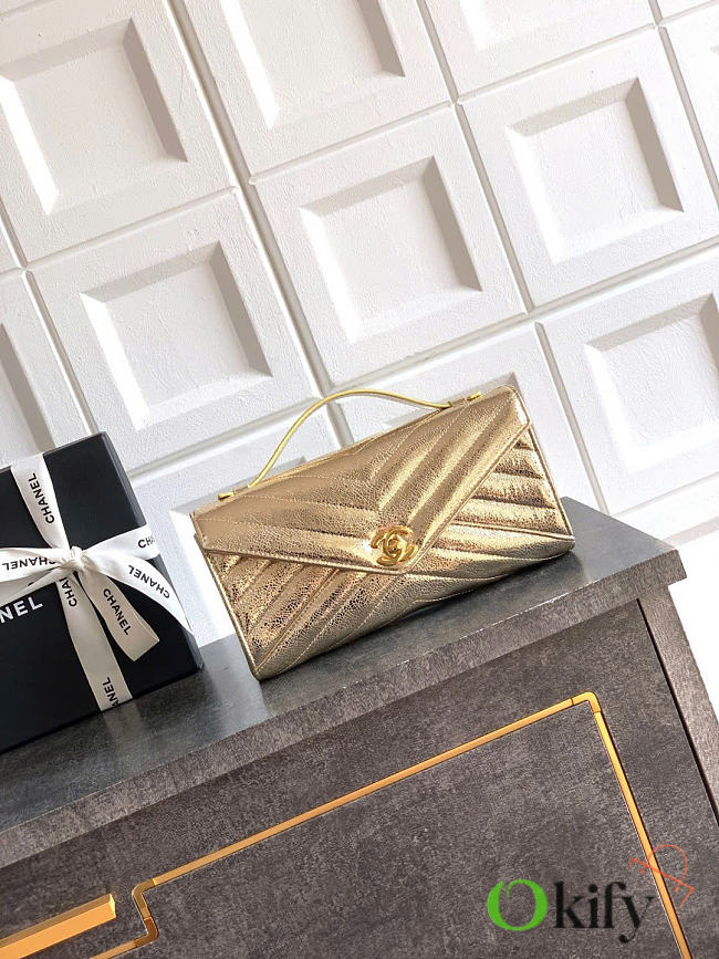 Okify CC Clutch Bag Gold Metallic AS6044 25x13x4.5cm - 1
